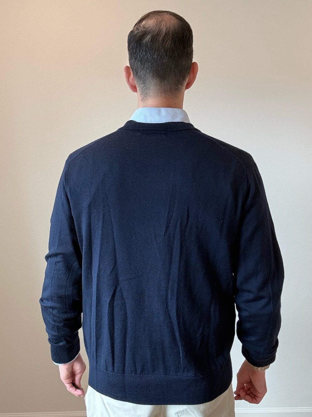 Brooks Brothers 100% Merino Wool Button Front Cardigan Sweater Navy M - Picture 2 of 4